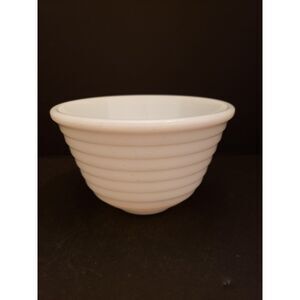 G.E. General Electric 7'' Mixer Bowl White Milk Glass Ribbed Beehive Vintage